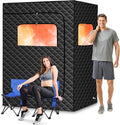 Upgraded 2 Person Portable Sauna, Portable Steam Sauna for Home, Personal Sauna Box Full Body with 1000W 2.6L Steam Generator, 99 Minute Timer, 2 Folding Chairs, Remote Control Included(Black)
