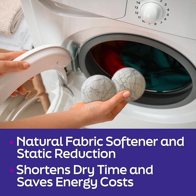 Wool Dryer Balls Laundry Reusable - Odor Eliminating Dryer Laundry Balls with Silver Technology - Natural Fabric Softener and Static Reducer, Reduce Drying Time and Energy Costs - 4 Pack