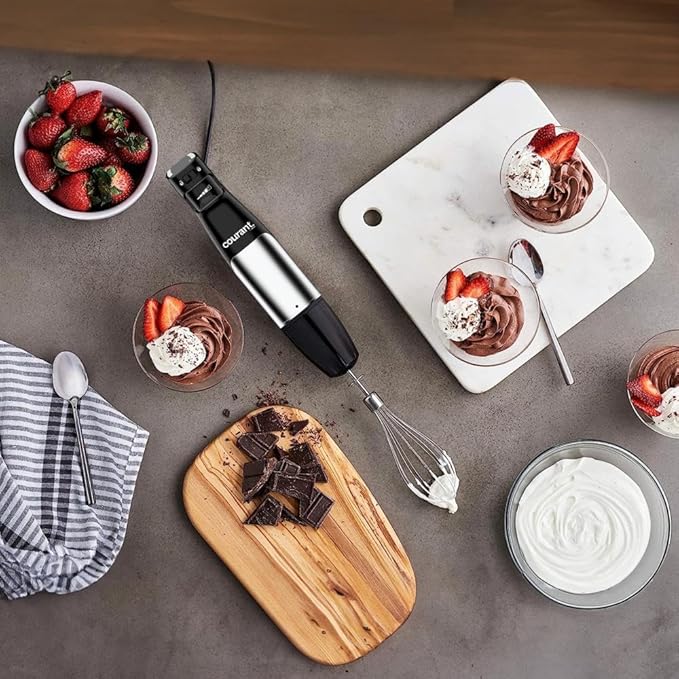Courant Immersion Handheld Blender,4 in 1 400W Stick Blender, Variable Speed Stainless Steel Blades, Blending shaft Whisk,Chopper,Masher, Beaker Stainless Steel, LED Display
