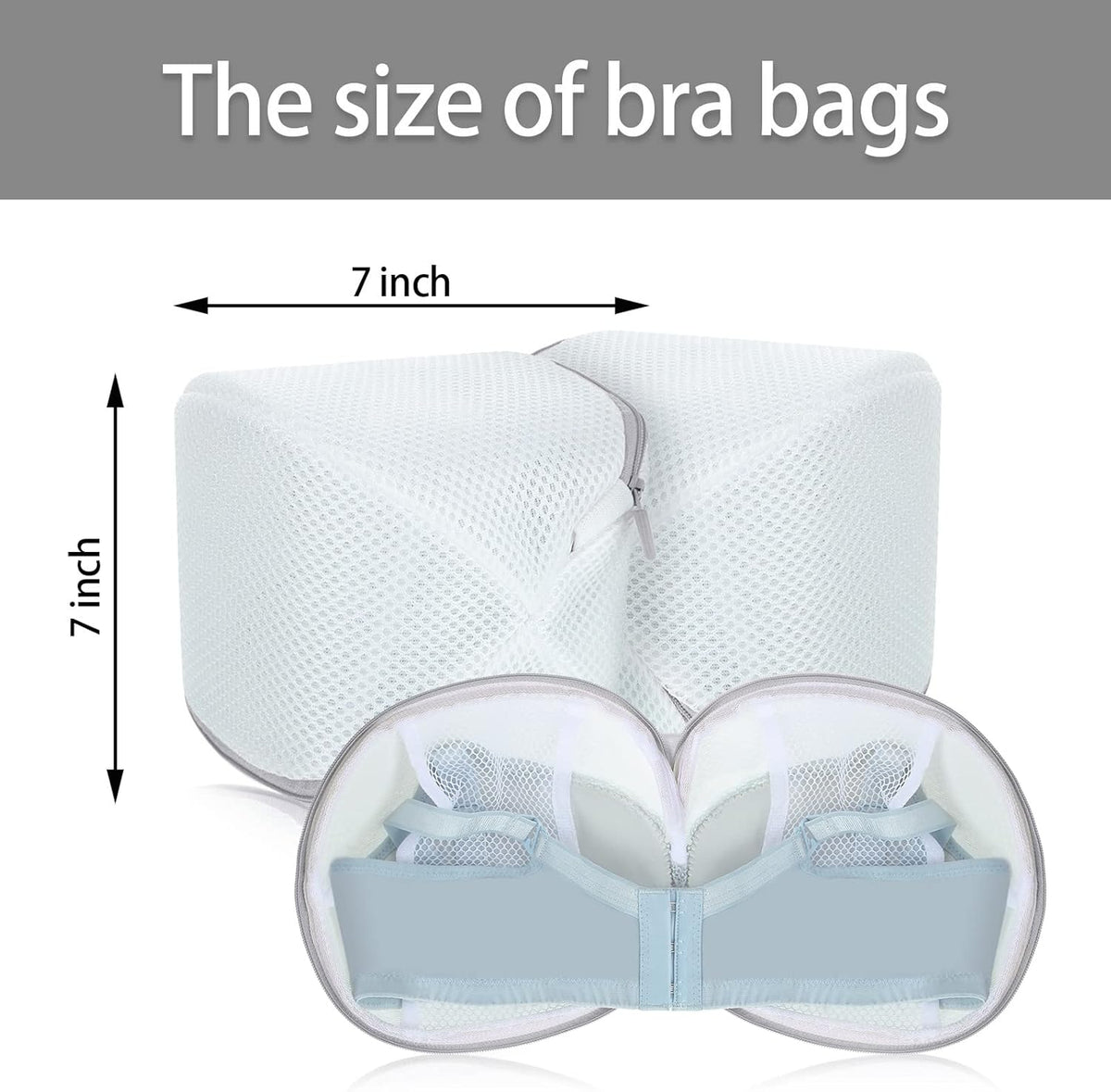 Shappy 6 Pieces Bra Washing Bag for Laundry Mesh Wash Lingerie Underwear Brassiere Washing Bags with Zipper for Women Laundry Storage(7.87 Inch,Gray)