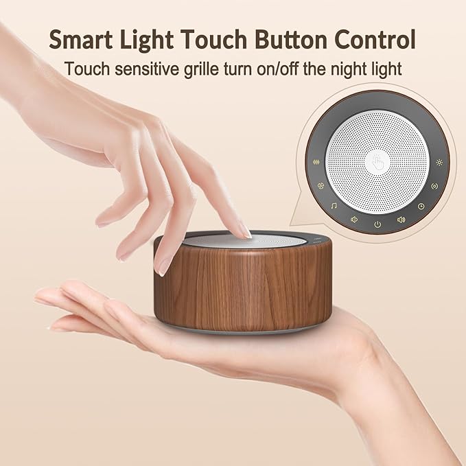 Nursery Lamp with Sound Machine, Mood Lighting, 7 Colors Night Light, 30 Soothing Sounds, White Noises for Baby, Adults. Timer, Plug in, Memory Function, Touch Control
