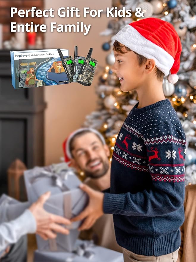 Walkie Talkies for Kids Rechargeable,Toys for Boys and Girls Ages 3-12, 3 Pack Long Range 2-Way Radios, Birthday Gifts,Christmas Stockings, Outdoor Play, Family Games, Hiking Camping Gear