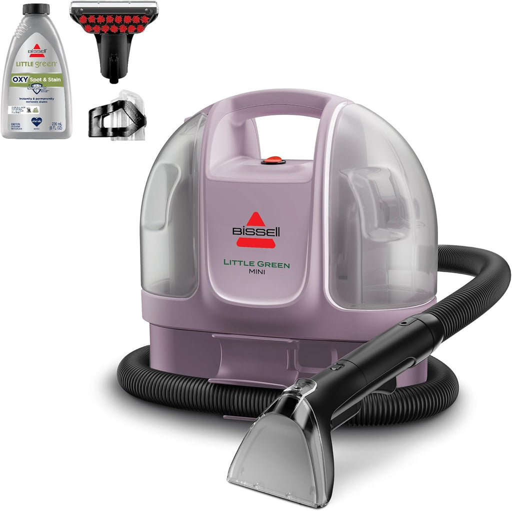BISSELL Little Green Mini Portable Carpet and Upholstery Deep Cleaner, Car/Auto Detailer, with HydroRinse Self-Cleaning Tool and 4" Tough Stain Tool, Limited Edition Color Dusk Pink, 4075L
