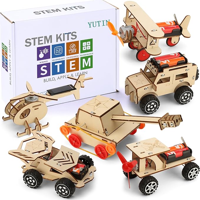 STEM Kits for Kids Age 8-10 10-12, 6 Set Wood Building Projects Crafts Science Model Car Kits for Kids Age 8-12 5-7, Wooden 3D Puzzles, STEM Toys for Boys 7 8 9 10 12 13 Year Old Birthday Gifts