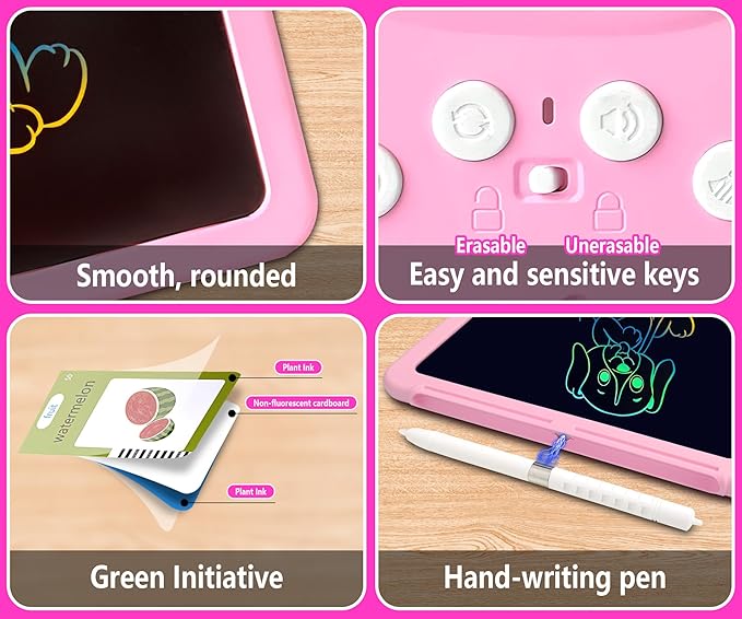 Rylai Toddler Toys Talking Flash Cards, Kindergarten Learning Resources 510 Sight Words with Drawing Tablet for Speaking Doodling, Sensory Toys for Kids with Autism, Boys Girls 2 3 4 5 6, Pink