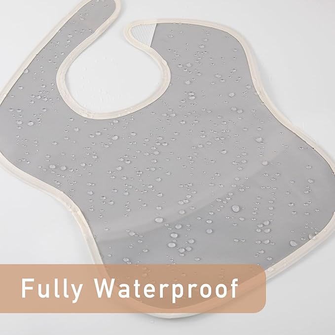 Mess Proof Baby Bib 3 Pack, Waterproof Led Weaning Baby Feeding Bibs with Food Catcher, Travel Feeding Bibs