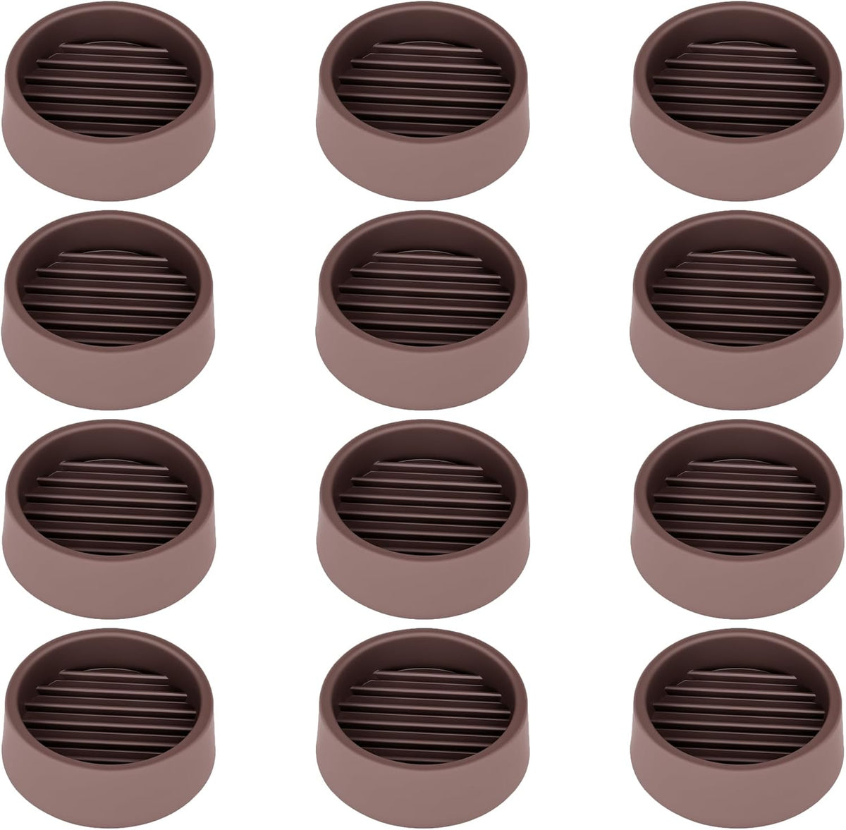 Non Slip Furniture Pads, 1.5” Round Rubber Caster Cups, 12 Pcs Furniture Coasters, Anti-Slip Gripper, Anti Slide Furnitures Feet Floor Protectors for Bed Couch Stoppers - Brown