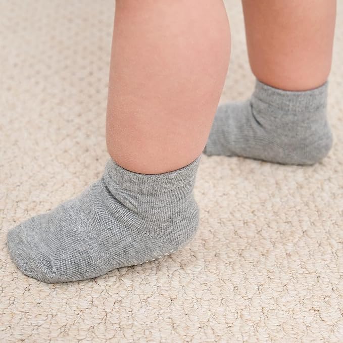 Zaples Baby Non Slip Grip Ankle Socks with Non Skid Soles for Infants Toddlers Kids Boys Girls