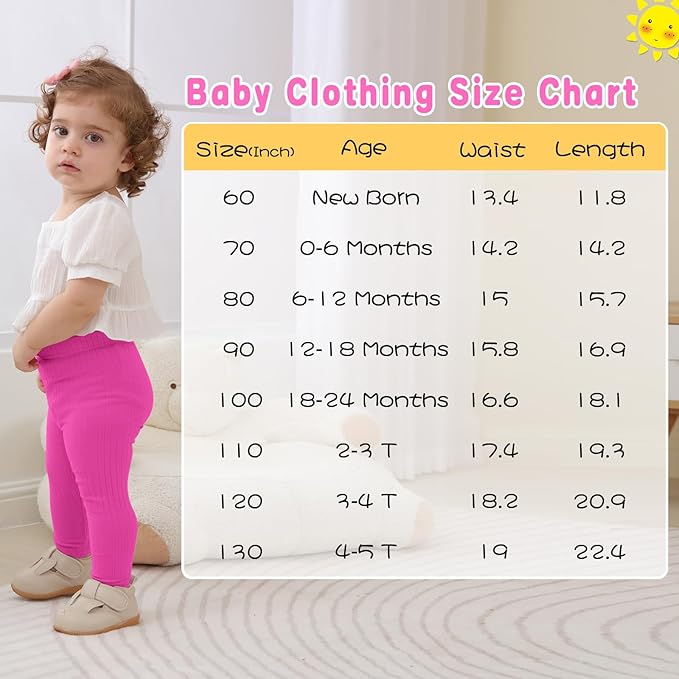 Newborn Toddler Baby Girl Pants Leggings Ribbed Straight Flare Infant Girl Pants Leggings Bell Bottoms 5 Packs