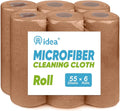 AIDEA Microfiber Cleaning Cloth 330 Sheets 6 Roll, Microfiber Towels for Cars, Shop Rags Washable, Cleaning Rags Reusable Paper Towels for Automotive, Mechanic, Workshops, House,11×9", Coffee
