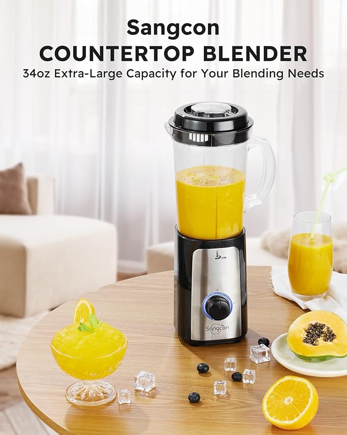 SANGCON 5 in 1 Blender and Food Processor Combo for Kitchen, Small Electric Food Chopper for Meat and Vegetable, 350W High Speed Blenders with 2 Speeds and Pulse for Smoothies and Shakes