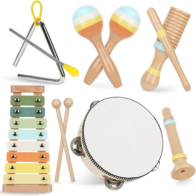 Toys for 1 2 3 4 Year Old Boys Girls, Musical Instruments Set for Toddler Age 1-2 2-3 3-4, Baby Montessori Toy Gifts for Early Learning, Christmas Birthday Gift for Toddler Boy Girl Toys