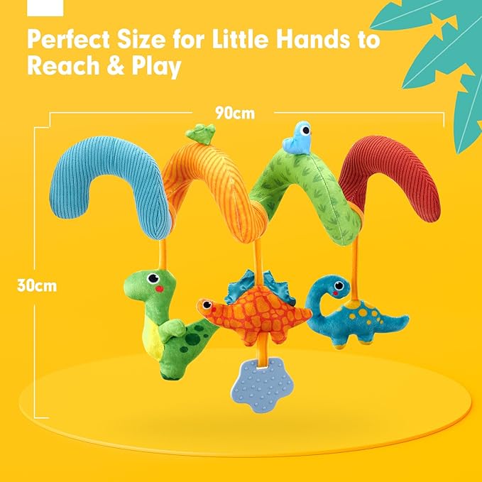 hahaland Car Seat Toys for Babies 0-6 Months Boy - Baby Toys 0-6 Months - Rattle, Mirror, Crinkle, Squeaky, Developmental Carseat Stroller Travel Birthday Gift for Infants
