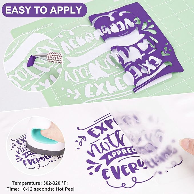 VINYL FROG Heat Transfer Vinyl Roll HTV Vinyl - 12" x12ft Purple Iron on Vinyl for T-Shirts, Heat Press Vinyl for DIY Craft Designs (Purple)