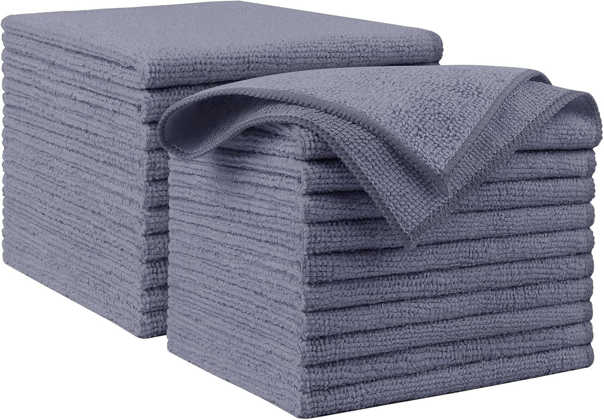 AIDEA Microfiber Cleaning Cloth Grey 20PK, Micro Fiber Cloth for Cleaning Cars, Premium All Purpose Car Towels, Dusting Cloth Cleaning Rags SUVs, House, Kitchen, Window, Workshops, 12"×12"