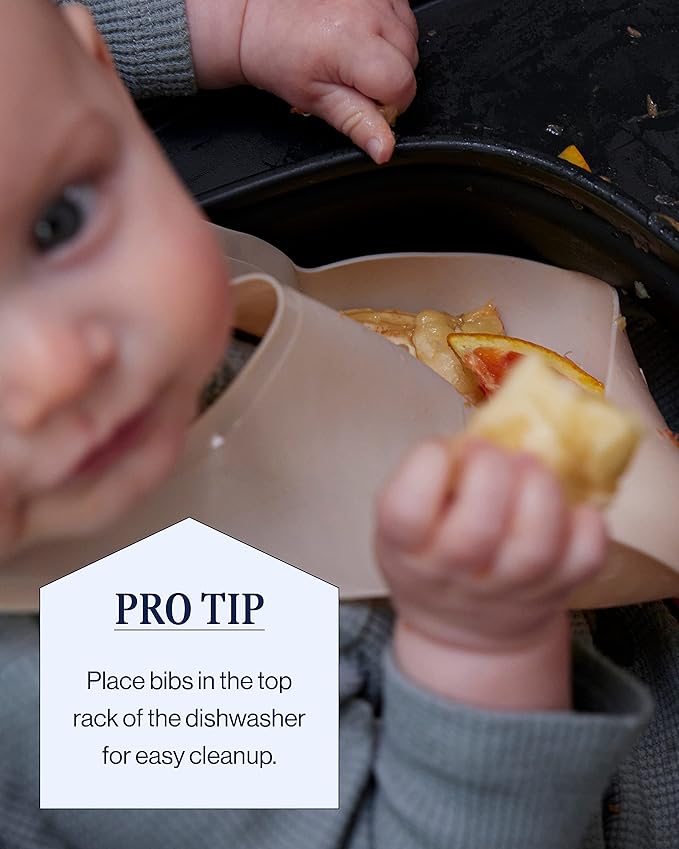 Lalo The Bib - Waterproof, Non-Toxic Silicone Baby Bib with Adjustable Neck Band & Silicone Food Pouch Catcher, Set of 2