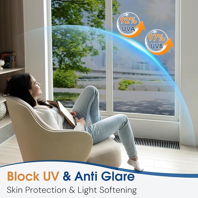 Homein One Way Privacy Window Film with Tool Window Tint for Home See Out Not in Heat Control Sun Blocking Mirror Reflective Anti UV Covering Static Cling No Glue Sliver 23.6 x 157.4 inch