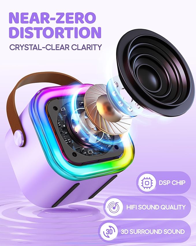 IROO Mini Karaoke Machine for Kids, 2025 TOP Toys Birthday Gifts Ideas for Girls Ages 4, 5, 6, 7, 8, 9, 10, 12+ Years Old, Portable MP3 Player with 4 Wireless Mics for Party