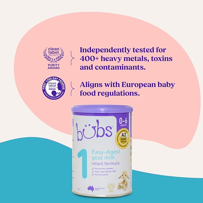Bubs Goat Milk Infant Formula Stage 1, Infants 0-6 months, Made with Fresh Goat Milk, 14.1 oz