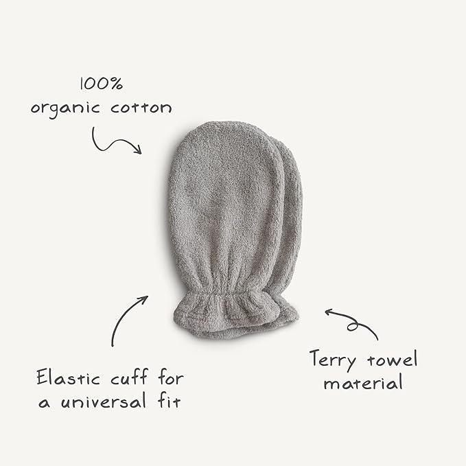 mushie Baby Bath Mitt | Organic Cotton | Pack of 2 (Fall Yellow)