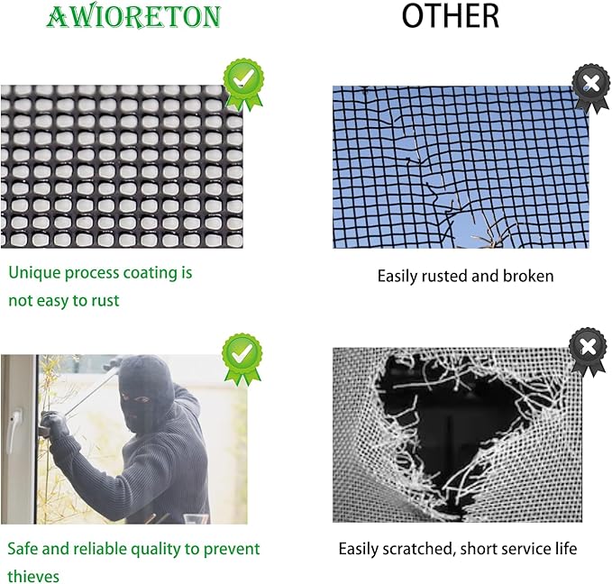 304 Stainless Steel Mesh Screen, 14 Mesh 304 Stainless Steel Security Screen, PVC Coated Heavy Duty 47inch x 118 inch Wire Mesh Window Screen Hardware Cloth Sturdy Metal Mesh Door Security Screen Mesh