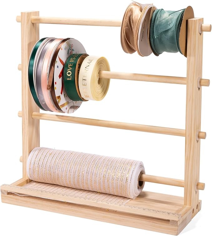 PUNLUXU Ribbon Storage Rack Spool Holder Organizer Sewing Craft Wreath Mesh Crochet Thread Tulle Roll Washi Tape Craft Florist Wrapping，15.7 in