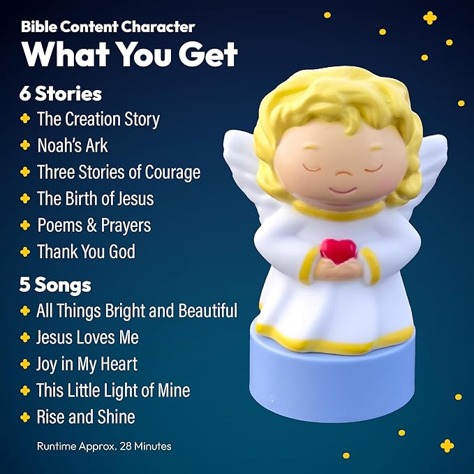 Angel Figurine Cartridge – Projects 6 Bible Stories and 5 Songs, Over 30 Minutes of Audio Content | Gift and Toy for Ages 3+