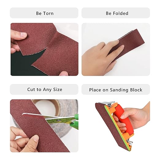 150 Grit Sandpaper Roll, 3 Inch x 49 Feet Emery Cloth Roll Aluminum Oxide Abrasive Paper Roll Continuous Sandpaper for Metalworking, Woodworker, Furniture Repair, Sanding Automotive Plumbing
