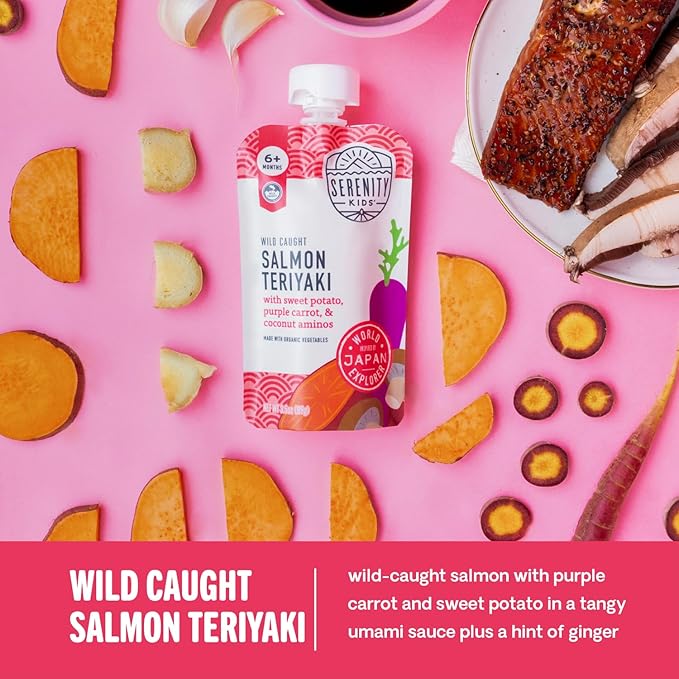 Serenity Kids 7+ Months World Explorers Stage 2 Baby Food Pouches - BPA-Free Pouches - Organic Meat & Veggie Puree with Ethically Sourced Beef - 3.5 Oz, 6 Pack
