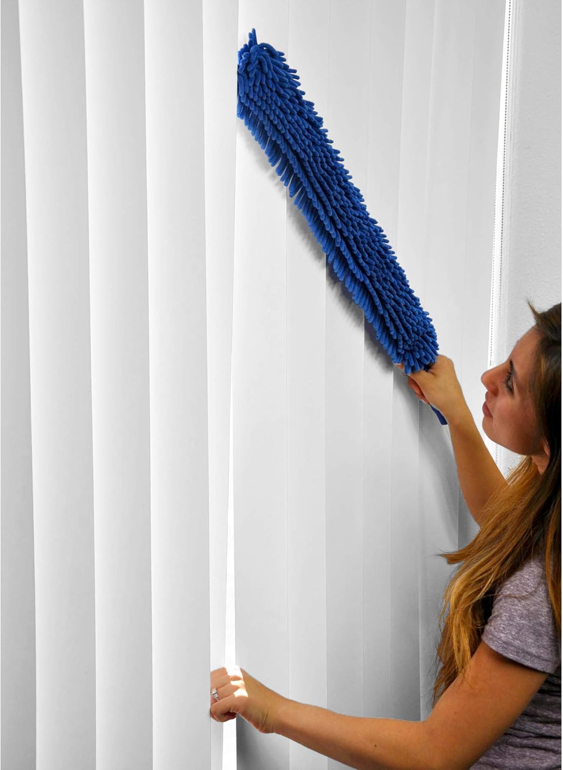 CleanAide Handheld Reusable Microfiber Flex Duster – Bendable, Lightweight, Dust Cleaner for Blinds, Shutters, Radiators, Electronics, Glass, Hard-to-Reach Areas – Machine Washable, 20”, Blue