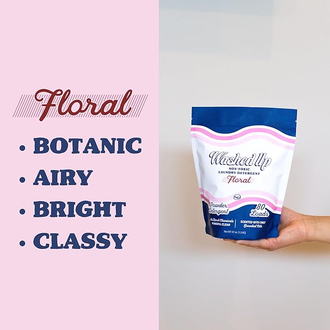 Floral Laundry Detergent Powder | Only 100% Pure Essential Oils | Safe for Sensitive Groups | Powerful Clean | Plant & Mineral-Based | Made in USA