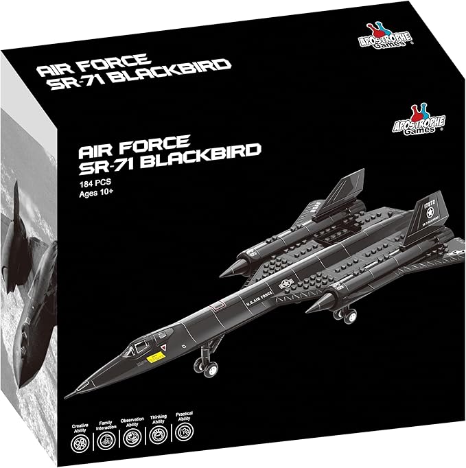 Apostrophe Games SR 71 Blackbird Jet Building Block Set - 184 Pieces - for Kids and Adults - Fits All Building Bricks