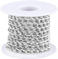 Jishi 16ft Aluminium Curb Chain Roll, Thick Twisted Chain Links, Silver Plated Metal Craft Chain Curb Link Chain Spool for Jewelry Making Necklace Bracelet DIY Crafts, Jewelry Making Findings Supplies