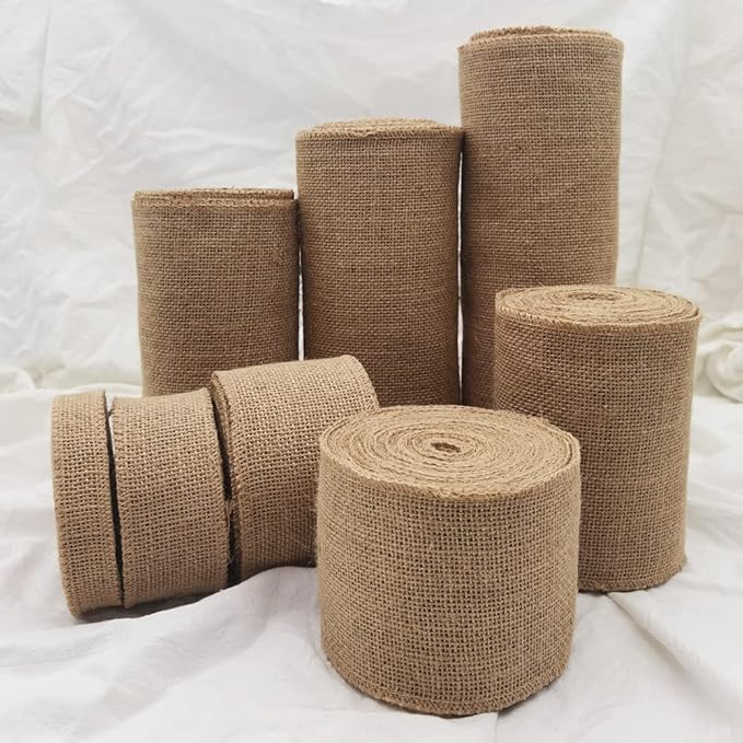 INSPIRELLE 12" Natural Burlap Fabric Roll 10 Yards Jute Ribbon for Gift Wrapping Craft Projects Wedding Decoration Home Decoration 30CM