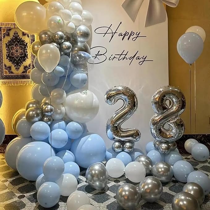140pcs Makani Blue Round Balloons Different Sizes 18 12 10 5 Inch Latex Balloons for Arch Decoration Party Balloon Kit for Graduation Birthday Party Wedding Balloon Baby Shower Decoration