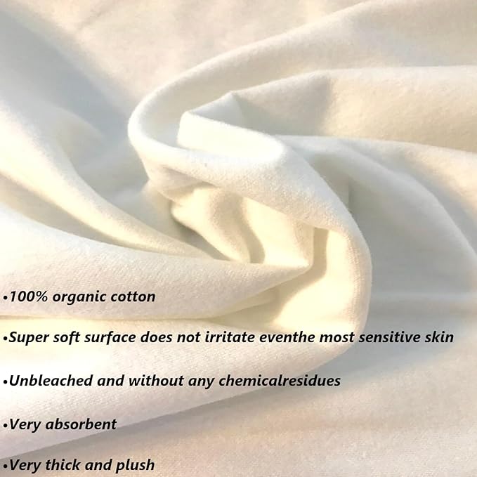 2 Pcs Organic Cotton Flannel for Castor Oil Pack Wrap, Reusable Castor Oil Compress for Liver Detox, Castor Oil Pads for Abdomen, Joints & Other Areas