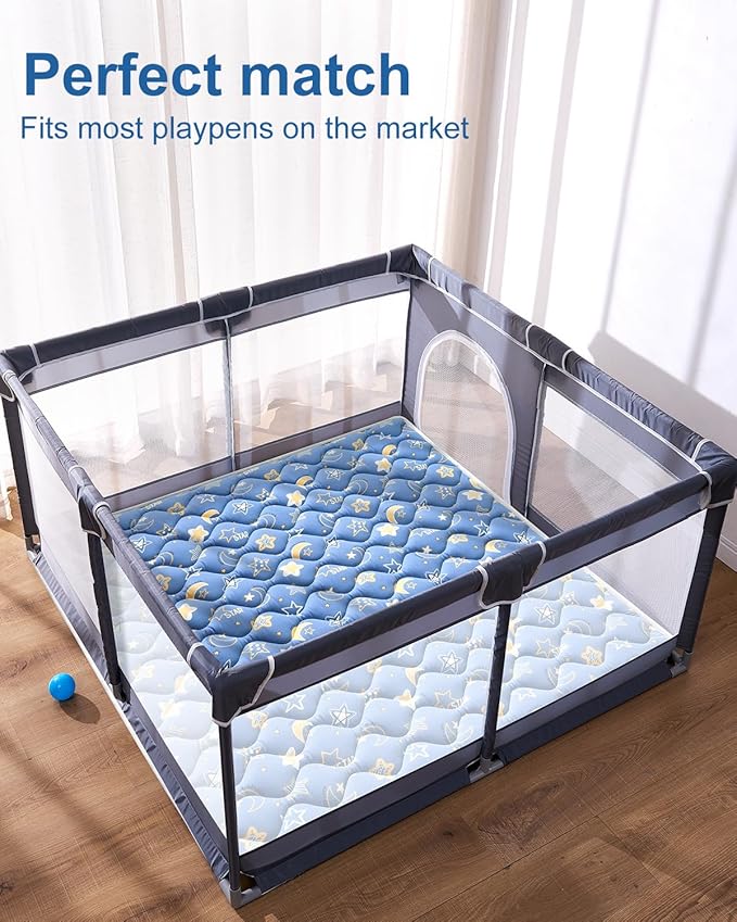 Odorless Premium Foam Baby Play Mat 47" x 47", Soft Microfiber Fabric Crawling Mat for Floor- Comfortable and Hypoallergenic, Non-Slip Cushioned Floor Playpen mat for Infants,Babies,Toddlers