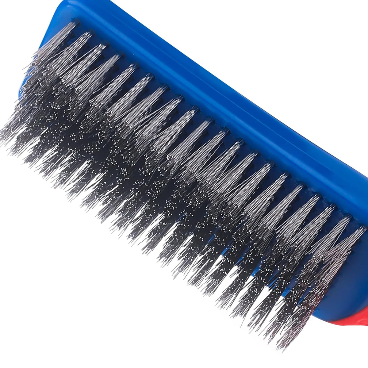Wire Brushes 2 Pcs Steel Brushes Heavy Duty Carbon Steel and Stainless Steel Wire Scratch Brush with Rubber Ergonomic Handle (16x3.5cm)