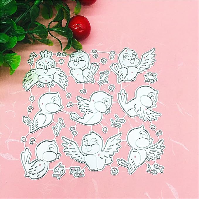 Cutting Dies Metal Stencils Scrapbooking Tools Flowers Lace Frame DIY Embossing Template for Paper Card Making Album Arts Crafts Supplies (9 Birds- 11x11cm)