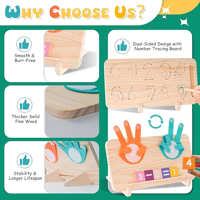 Hirger Preschool Learning Toys for Toddlers 2-4, Educational Math Manipulatives Number Counting Blocks for Kids, Montessori Toy for Boys Girls Age 2+ Birthday Gifts