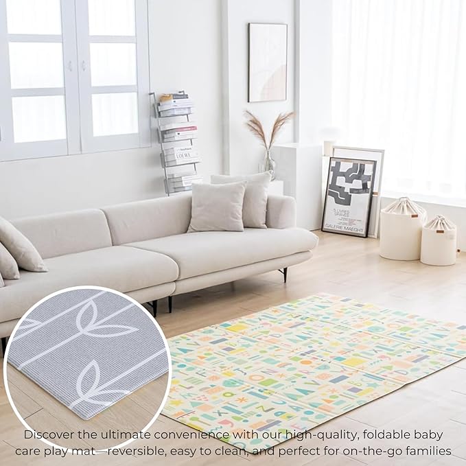 Baby Care Foldable Mat - Sea Petals(Gray), Large
