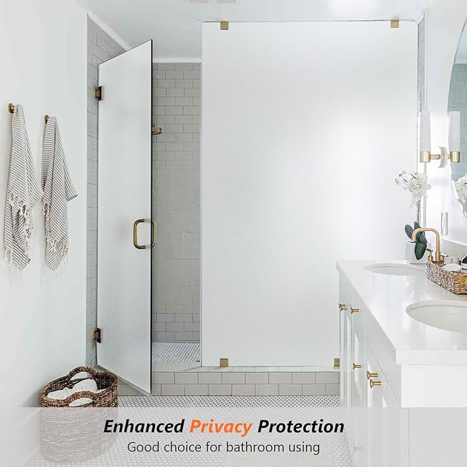 Kromapolis Window Privacy Film Frosted Glass Window Film, Heat Blocking Privacy Film for Glass Windows, Static Cling Non-Adhesive Frosting Window Stickers for Door Home (Frosted, 17.5 x 157.4 inch)
