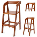 Yoleo Wooden High Chair for Toddlers to Teens, Adjustable Dining Feeding Chair with Steps Grows with Child, Max 60kg (Nut-Brown)