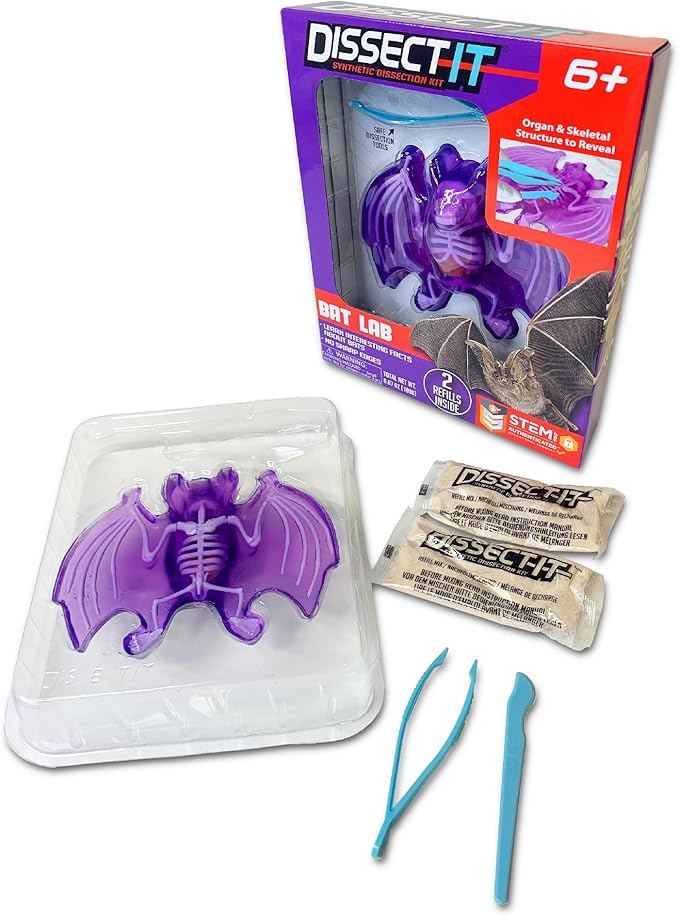 Dissect-It Simulated Synthetic Lab Dissection Toy, STEM Projects for Kids, Animal Science, Biology, and Anatomy Home Learning Kit, Bat