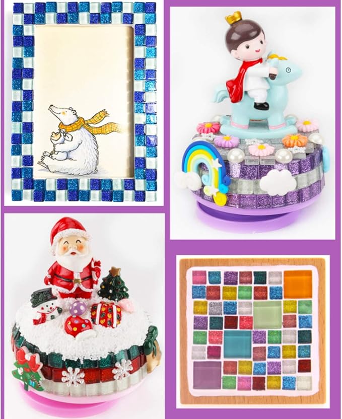 Mixed Color Mosaic Glass Tiles Shine Crystal Glass Pieces Bulk Square Glitter Crystal Mosaic Tiles for Home Decoration or DIY Crafts 200g,1x1 cm (Panchromatic)
