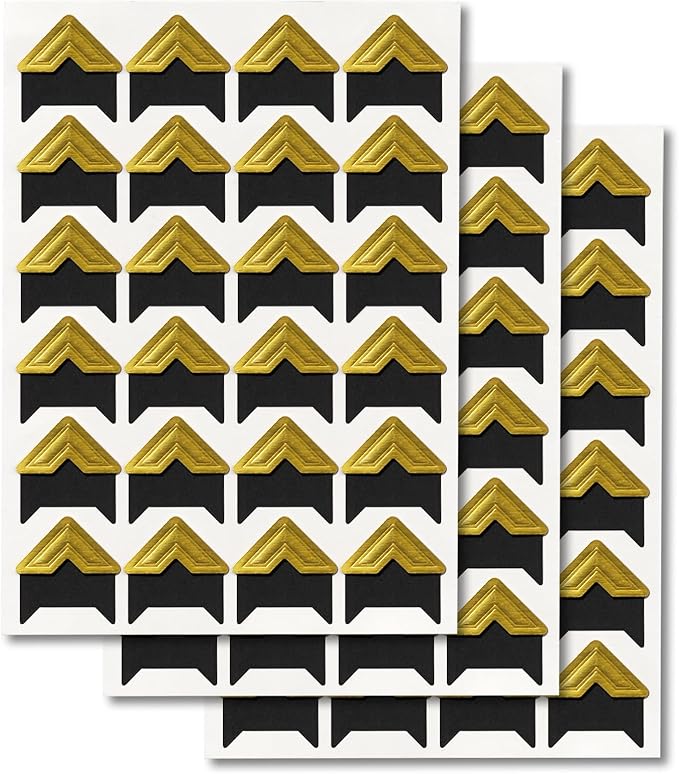 GOONAVI 15 Sheets 360 Pcs Gold On Black Acid-Free Photo Corners Mounting Self Adhesive for DIY Photo Album Journal