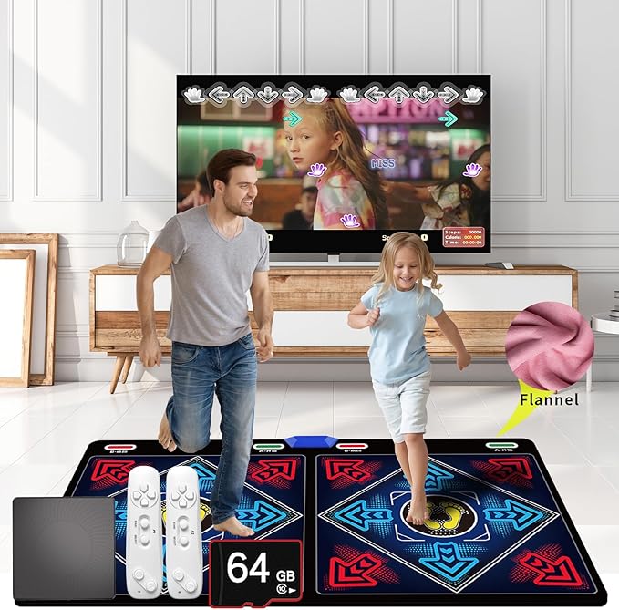 Music Dance Mat for Kids & Adults,Ideal for Fitness Dance Games,64GB Memory Card,899 Games,75 Music Videos,650 Songs.for TV use,Made of Premium Flannel,a Luxurious Gift for Children