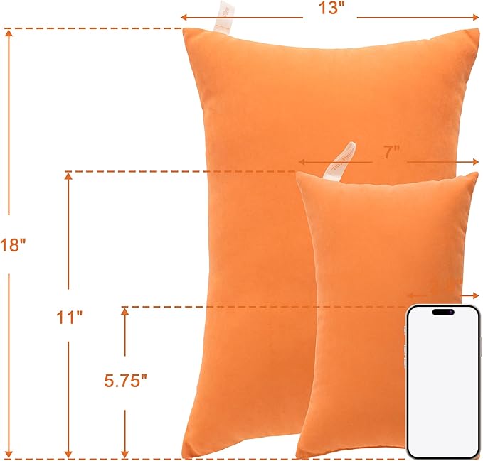 NTBAY Toddler Pillows, Down Alternative 13"x18" Pillows, Machine Washable - Soft and Breathable Travel Small Pillows for Sleeping, Ideal for Daycare, Crib, Cot, Orange