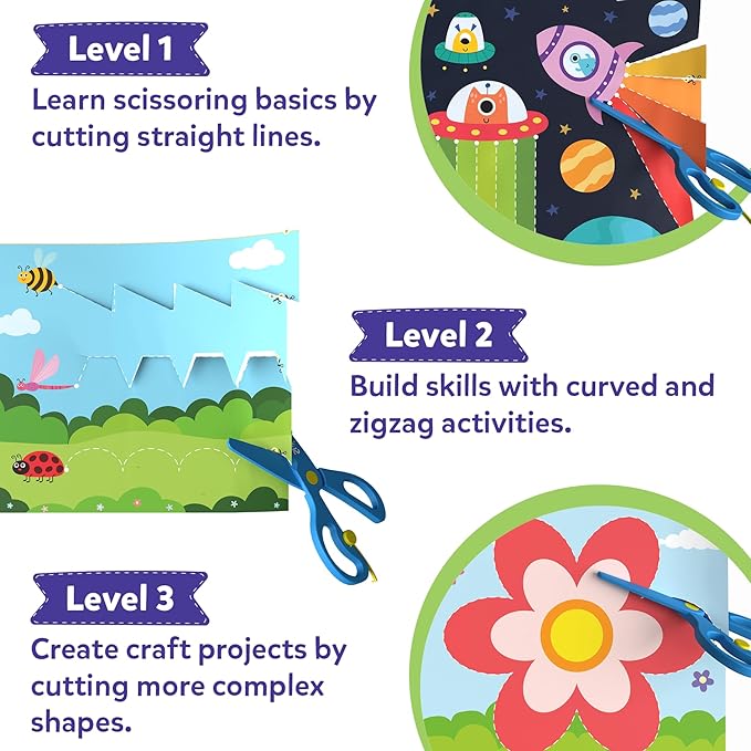 Skillmatics Scissor Skills Activity Book - Snip Snip, Stocking Stuffers, 25 Fun Cutting & Creative Activities, Fine Motor Skills, Felt Craft Kit, Christmas Gifts for Kids Ages 3, 4, 5, 6, 7