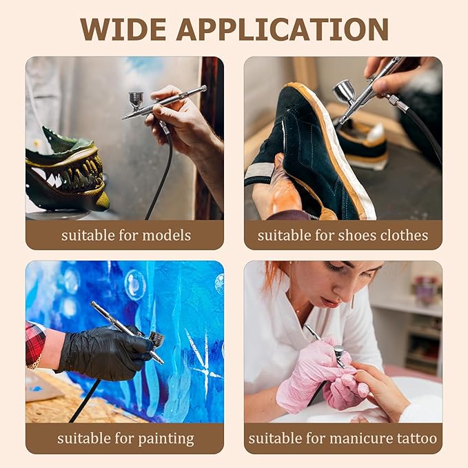 Colima 2025 Upgrade 55psi Airbrush Kit - Double Action Airbrush & Mini Compressor with Accessories - for Painting, Makeup, Models, Nail Art - Beginners & Professionals